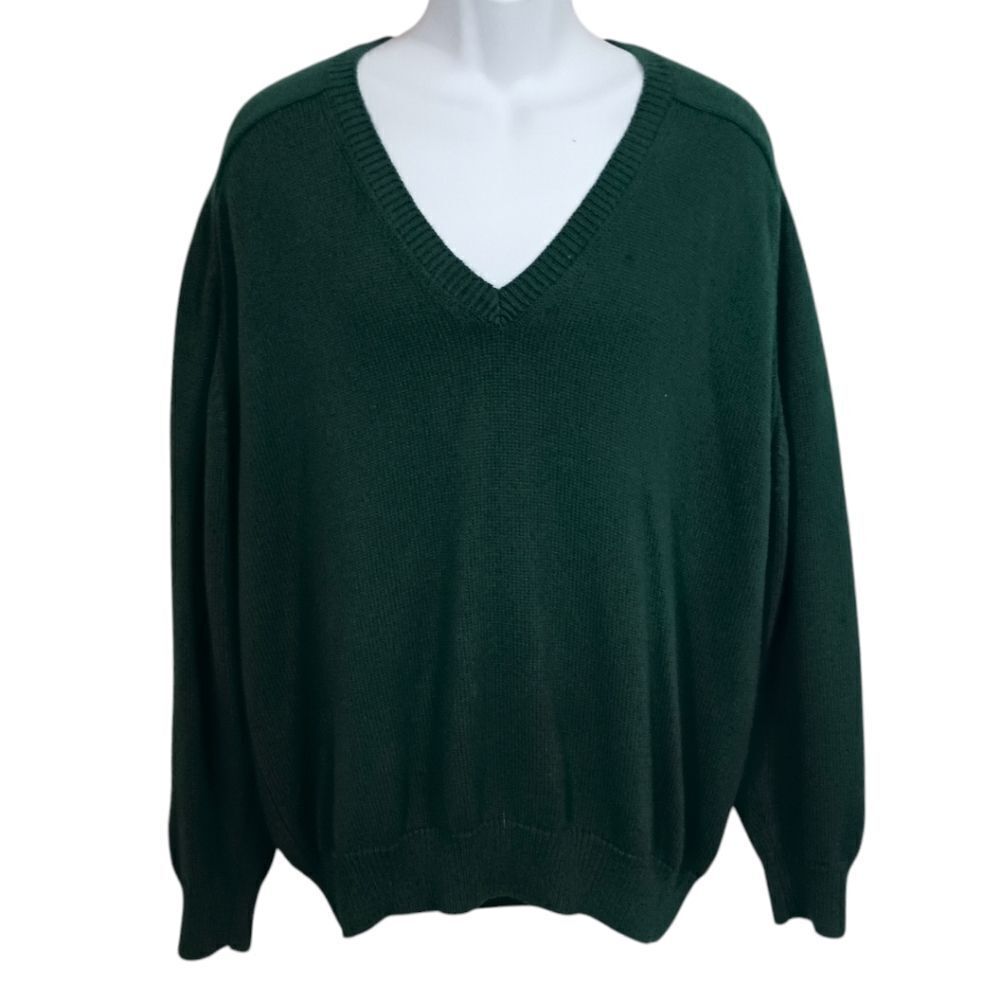Lands End Drifter Sweater Mens Sz XL Green‎ Vintage USA Cotton Preppy Classic